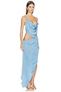 view 2 of 5 Aura Draped Asymmetric Gown in Sky Blue