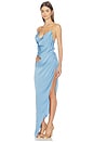 view 4 of 5 Aura Draped Asymmetric Gown in Sky Blue