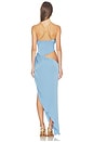 view 5 of 5 Aura Draped Asymmetric Gown in Sky Blue