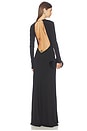 view 1 of 4 Rhea Long Sleeve Backless Gown in Black
