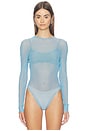 view 2 of 6 Nerea Long Sleeve Backless Bodysuit in Aqua