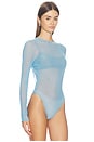 view 4 of 6 Nerea Long Sleeve Backless Bodysuit in Aqua
