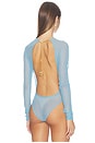 view 5 of 6 Nerea Long Sleeve Backless Bodysuit in Aqua