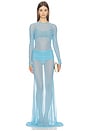 view 6 of 6 Nerea Long Sleeve Backless Bodysuit in Aqua
