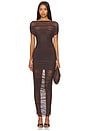 view 1 of 3 ROBE MI-LONGUE NOEL OFF SHOULDER MESH in Ash Brown