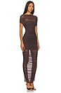 view 2 of 3 Noel Off Shoulder Mesh Midi Dress in Ash Brown