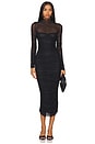 view 1 of 3 Trina Mesh Ruched Midi Dress in Black