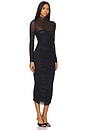 view 2 of 3 VESTIDO MIDI TRINA MESH RUCHED in Black