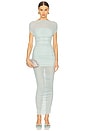 view 1 of 3 Noel Off Shoulder Mesh Midi Dress in Frosted Sea