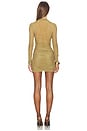 view 3 of 3 Moxey Ruched Mesh Mini Dress in Ochre