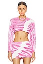 view 1 of 4 Page Cropped Sweater in Pink Line Tie Dye