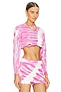 view 2 of 4 Page Cropped Sweater in Pink Line Tie Dye