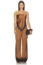 view 5 of 6 Marlowe Satin Pant in Bosun Brown Tile