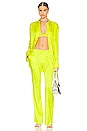 view 4 of 4 PANTALON EN SOIE SUKI in Neon Lime