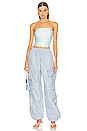 view 6 of 6 PANTALON CARGO AVEC FRONCES ALBA in Light Blue