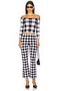 view 5 of 6 Talia Pant in Navy & Eggshell Gingham