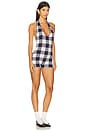 view 2 of 3 Aro Romper in Navy & Eggshell Gingham