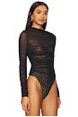 view 3 of 5 Mila Ruched Bodysuit With Asymetric Neck in Black