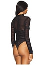 view 4 of 5 Mila Ruched Bodysuit With Asymetric Neck in Black