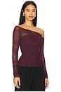 view 2 of 5 Shauna Asymetric Mesh Top in Merlot