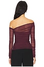 view 4 of 5 Shauna Asymetric Mesh Top in Merlot