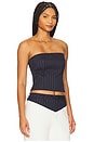 view 2 of 5 Bridgette Bustier Top in Navy Pinstripe