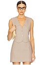 view 1 of 5 Angelina Vest Top in Oak & Eggshell Pinstripe