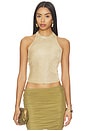 view 1 of 5 Minnie Metallic Knit Halter Top in Gold