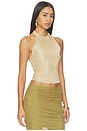 view 2 of 5 Minnie Metallic Knit Halter Top in Gold