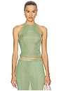 view 1 of 5 Minnie Metallic Knit Halter Top in Sage