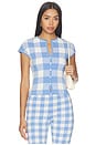 view 1 of 4 Sorel Top in Coastal Blue Gingham