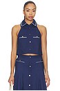 view 1 of 4 Yumi Poplin Top in Admiral Blue