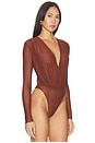 view 3 of 5 Agnes Mesh Bodysuit in Copper Clay
