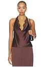 view 1 of 5 Lovella Satin Top in Burnt Clove