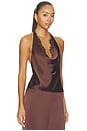view 2 of 5 Lovella Satin Top in Burnt Clove