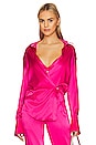 view 1 of 5 CHEMISE DRAPÉE EN SOIE RAINES in Fuchsia