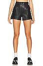 view 1 of 4 Faux Leather Tailored Slouch Short in Black