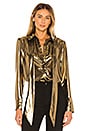 view 1 of 5 Foil Satin Blouse with Neck Tie Top in Liquid Gold