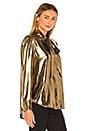 view 3 of 5 Foil Satin Blouse with Neck Tie Top in Liquid Gold