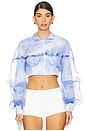 view 1 of 4 Layered Organza Cropped Jacket in Blue