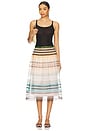 view 5 of 6 Striped Smocked Maxi Skirt in Green
