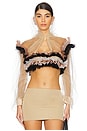 view 1 of 4 Frilled Organza Hoodie in Orange & Black