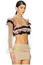 view 2 of 4 Frilled Organza Hoodie in Orange & Black