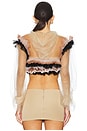 view 3 of 4 Frilled Organza Hoodie in Orange & Black