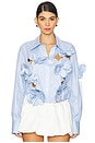 view 1 of 5 Floral Cutout Shirt in Blue