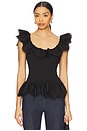 view 1 of 4 Embroidered Smocked Ruffle Top in Black