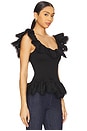 view 2 of 4 Embroidered Smocked Ruffle Top in Black
