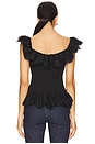view 3 of 4 Embroidered Smocked Ruffle Top in Black