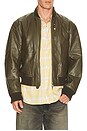 view 1 of 4 Leather Flight Jacket in Green