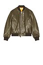 view 5 of 4 Leather Flight Jacket in Green
